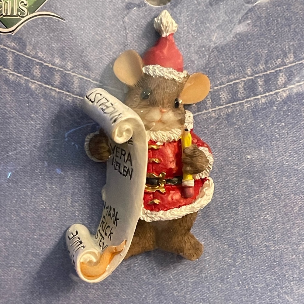 Charming tails Santa Mouse pin.